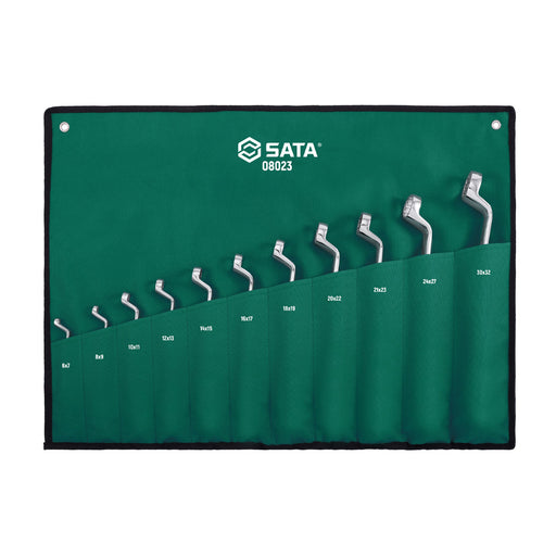 Bộ cờ lê 2 đầu vòng Deep Offset 11 chi tiết SATA 08023 6-32mm, thép Cr-V mạ Chrome chống gỉ