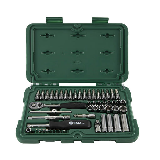 Bộ đầu tuýp, mũi vặn vít SATA 09002 52 chi tiết cốt 1/4 inch, thép Cr-V, đa năng, chuyên dụng cho sửa chữa cơ khí, ô tô, xe máy, DIY.