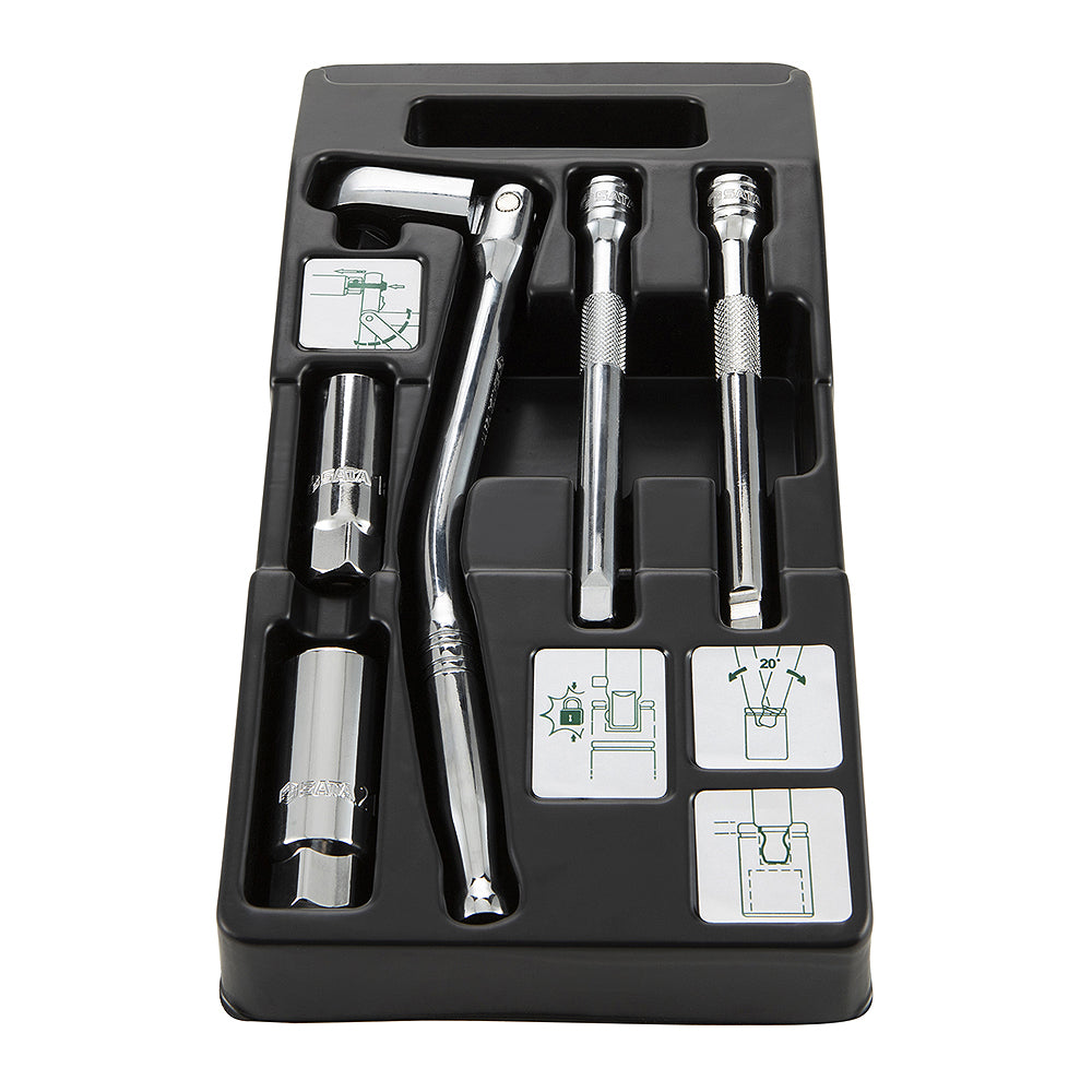 Bộ đầu tuýp tháo bugi SATA 09003 5 chi tiết cốt 3/8 inch.