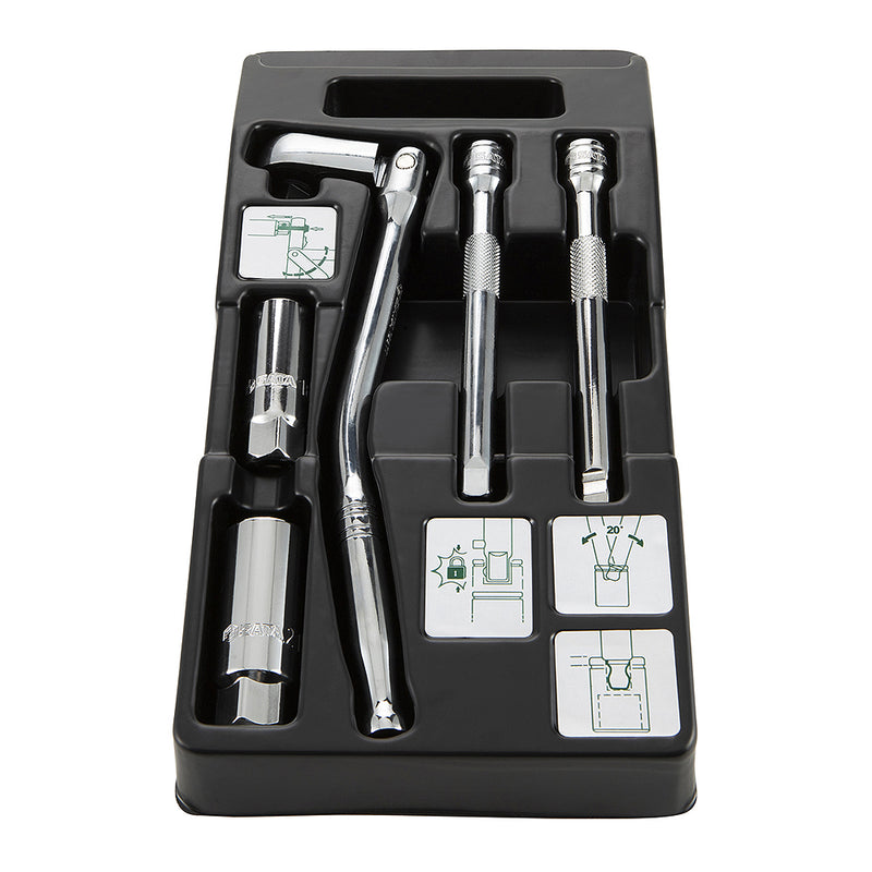 Bộ đầu tuýp tháo bugi SATA 09003 5 chi tiết cốt 3/8 inch.