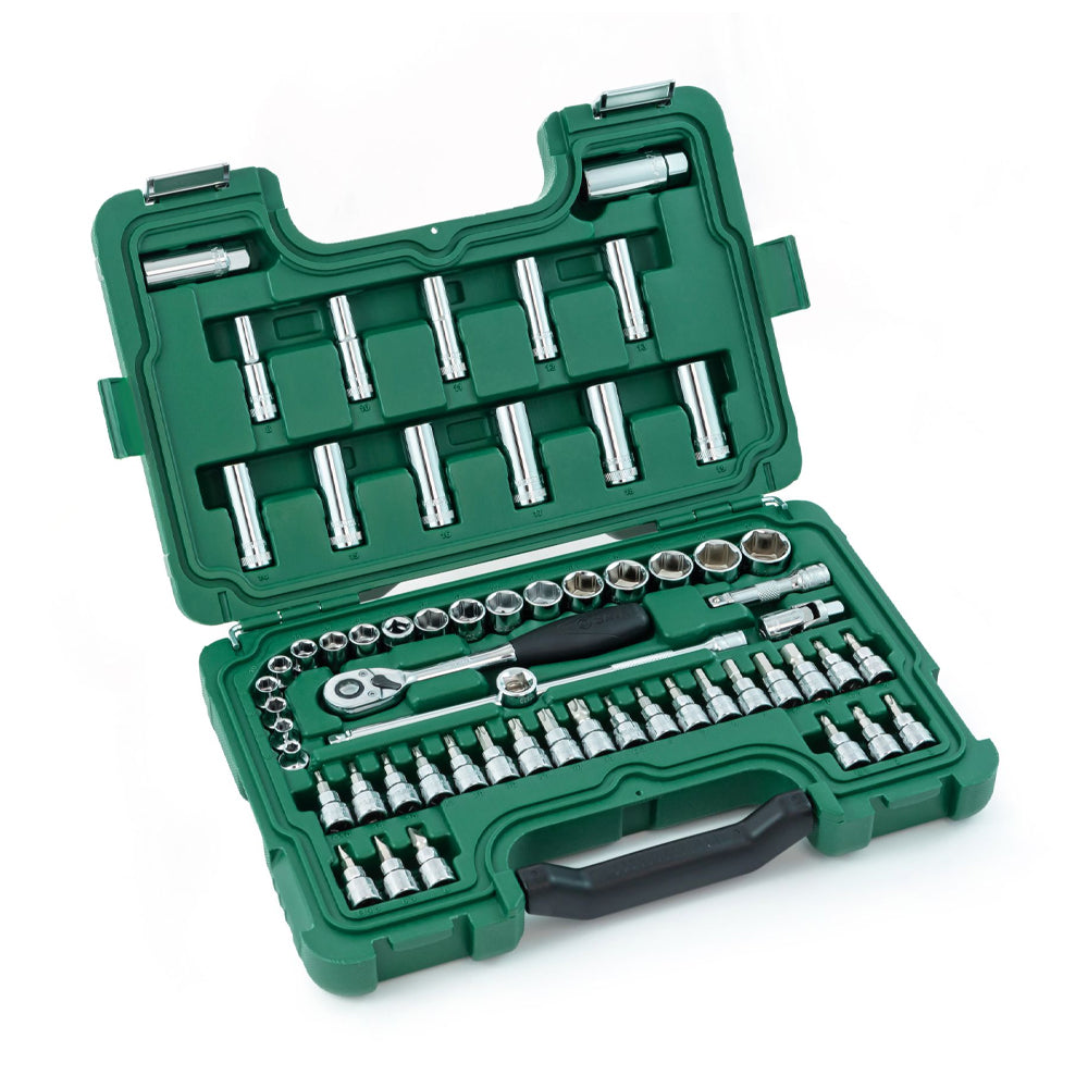 Bộ đầu tuýp 58 chi tiết SATA 09004 cốt 3/8 inch hệ mét - Dụng cụ cơ khí đa năng cao cấp