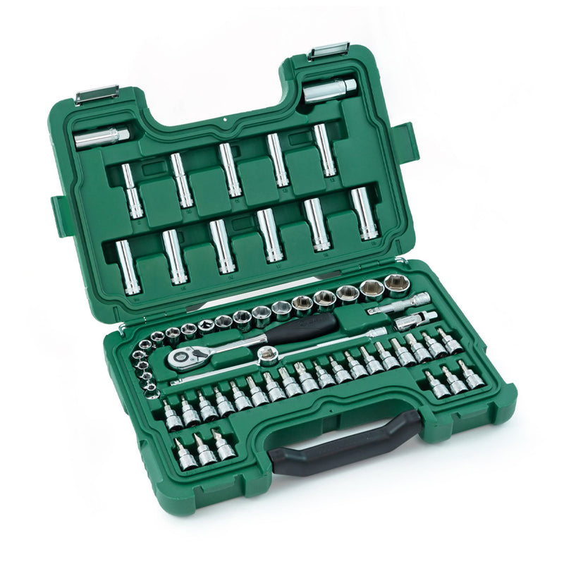 Bộ đầu tuýp 58 chi tiết SATA 09004 cốt 3/8 inch hệ mét - Dụng cụ cơ khí đa năng cao cấp
