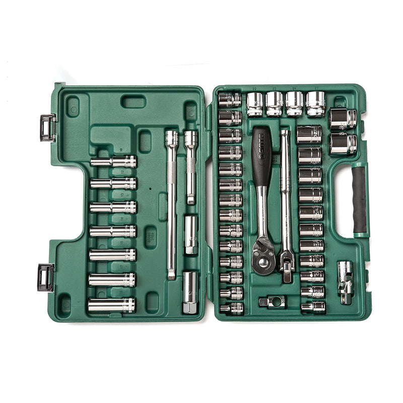 Bộ đầu tuýp, hệ mét và hệ inch kết hợp 46 chi tiết SATA 09006 cốt 1/2 inch