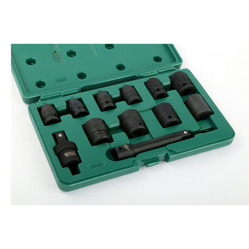 Bộ đầu tuýp thép Cr-Mo hệ mét, 12 chi tiết SATA 09009 cốt 1/2 inch, kích thước từ 10mm - 24mm