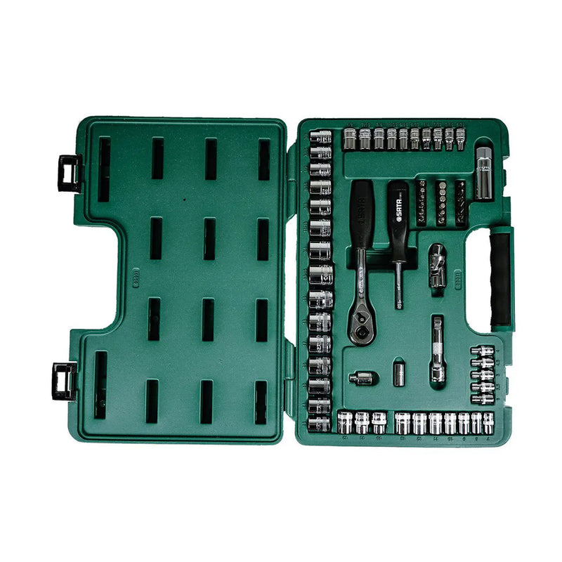 Bộ đầu tuýp hệ mét, hệ inch kết hợp, kèm cần siết 65 chi tiết SATA 09011 cốt 1/4 inch và 3/8 inch