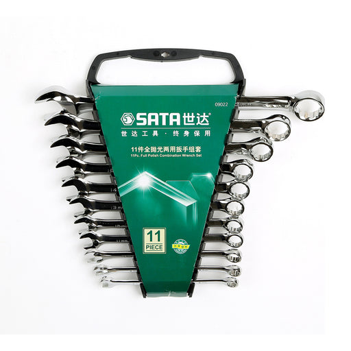 Bộ cờ lê vòng miệng SATA 09022 11 chi tiết, thép Cr-V, mạ Chrome bóng
