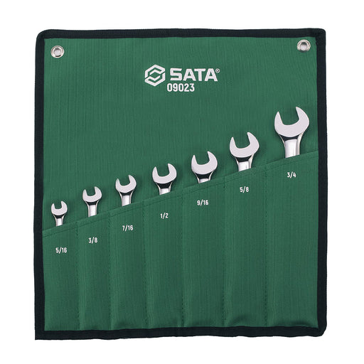 Bộ cờ lê vòng miệng tự động 7 chi tiết SATA 09023 hệ inch, kích thước 5/16 - 3/4 inch
