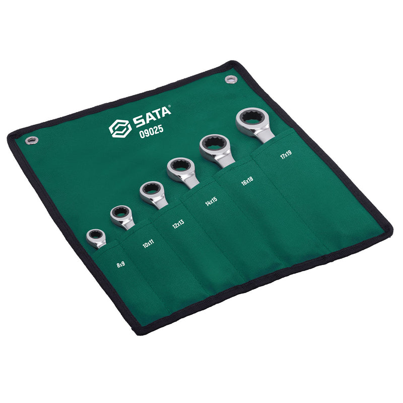 Bộ cờ lê 2 đầu vòng tự động 6 chi tiết SATA 09025 kích thước từ 8mm - 19mm