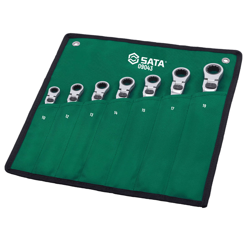 Bộ cờ lê vòng miệng lắc léo tự động 7 chi tiết SATA 09043 kích thước từ 10mm - 19mm