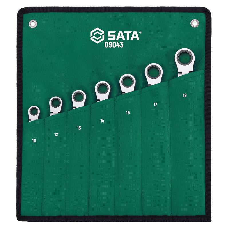 Bộ cờ lê vòng miệng lắc léo tự động SATA 09043 7 chi tiết từ 10mm-19mm