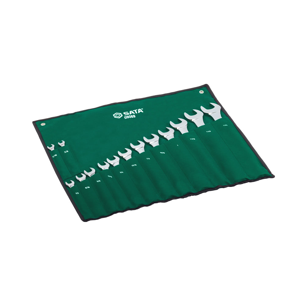 Bộ cờ lê vòng miệng hệ inch, 14 chi tiết SATA 09069 kích thước từ 3/8 inch - 1-1/4 inch