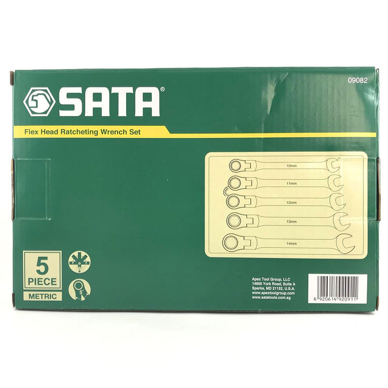 Bộ cờ lê vòng miệng lắc léo tự động 5 chi tiết SATA 09082 kích thước từ 10mm - 14mm
