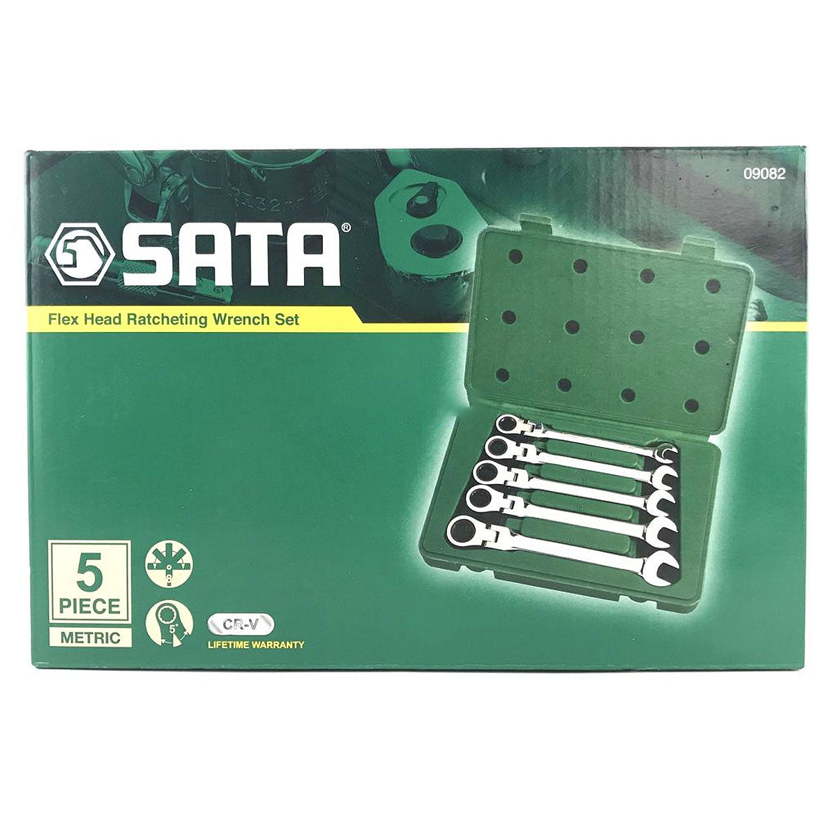 Bộ cờ lê vòng miệng lắc léo tự động 5 chi tiết SATA 09082 kích thước từ 10mm - 14mm