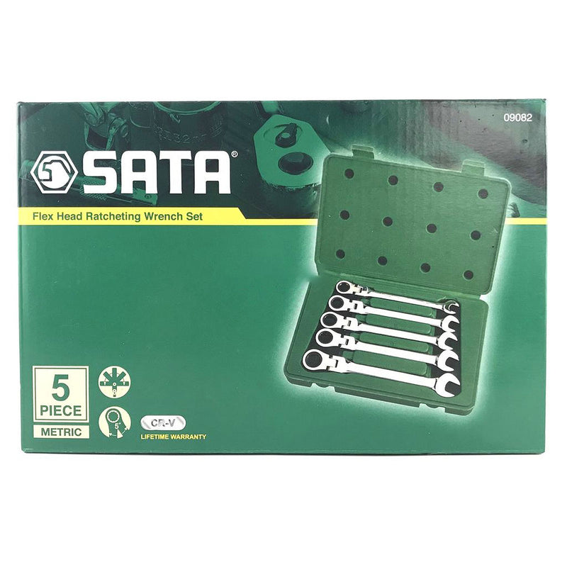 Bộ cờ lê vòng miệng lắc léo tự động 5 chi tiết SATA 09082 kích thước từ 10mm - 14mm