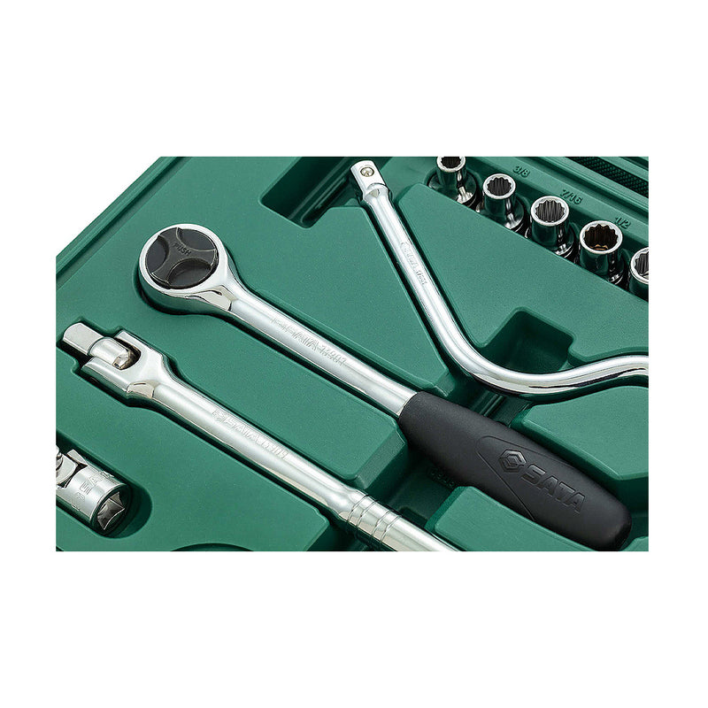 Bộ đầu tuýp kèm cần siết, hệ inch 22 chi tiết SATA 09088 cốt 1/2 inch
