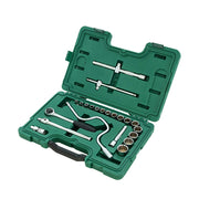 Bộ đầu tuýp kèm cần siết SATA 09088 cốt 1/2 inch hệ inch 22 chi tiết, thép Cr-V, mạ chrome sáng bóng, hộp đựng chuyên dụng.