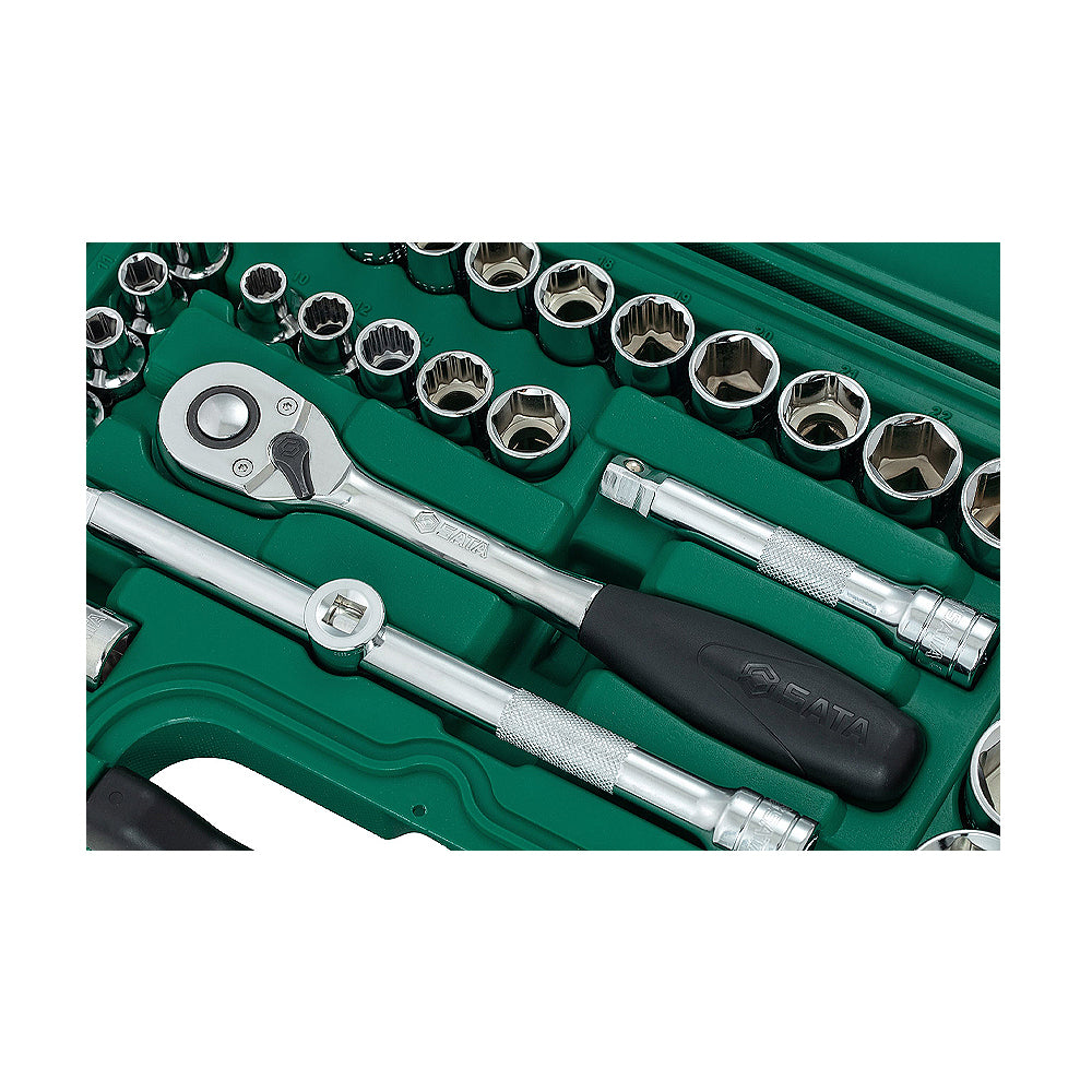 Bộ đầu tuýp kèm cần siết 33 chi tiết SATA 09099 cốt 1/2 inch kích thước từ 8mm - 34mm