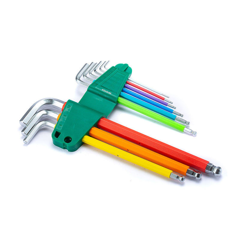 Bộ lục giác đầu bi, thân dài, bọc nhựa chống trượt 9 chi tiết SATA 09101CH kích thước từ 1.5mm - 10mm