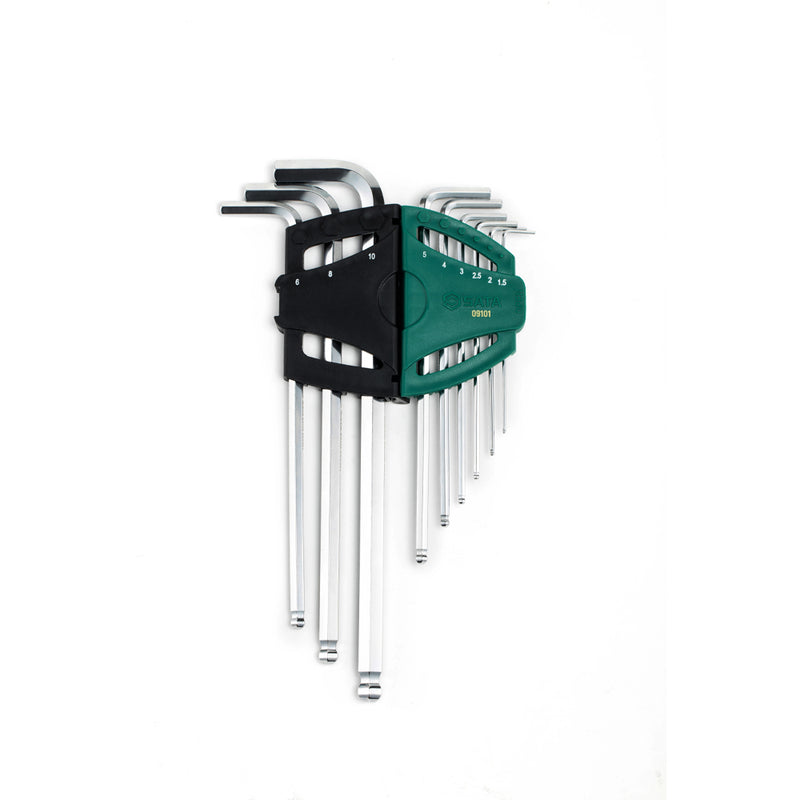 Bộ lục giác đầu bi, thân dài 9 chi tiết SATA 09101 kích thước từ 1.5mm - 10mm