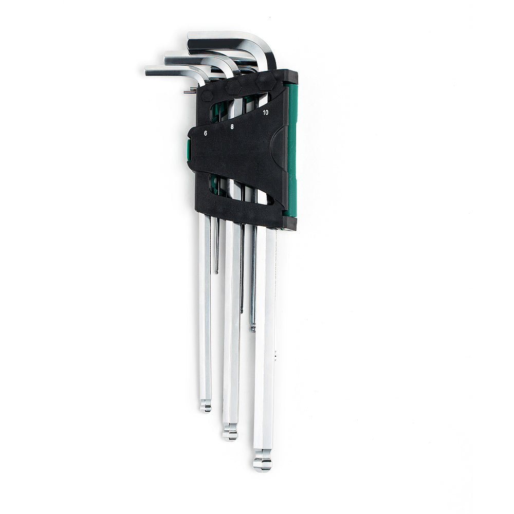 Bộ lục giác đầu bi, thân dài 9 chi tiết SATA 09101 kích thước từ 1.5mm - 10mm