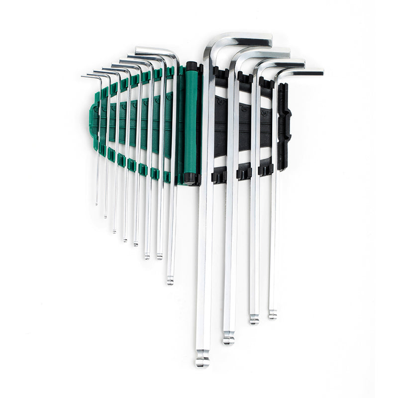 Bộ lục giác đầu bi cán dài 12 chi tiết, hệ inch SATA 09102 kích thước từ 1/16 inch - 3/8 inch