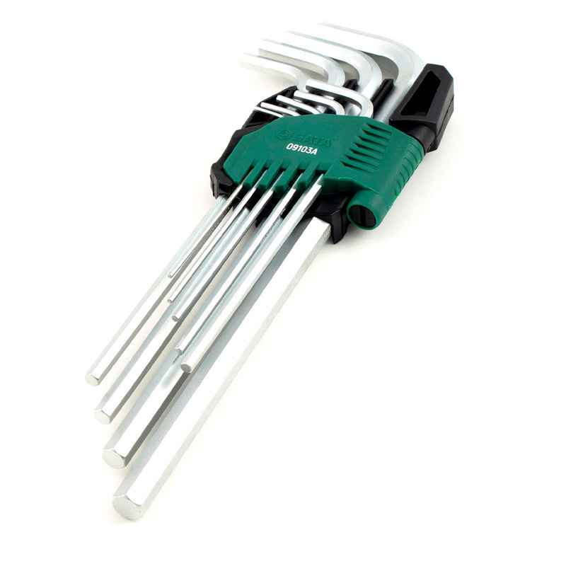 Bộ lục giác cán dài 9 chi tiết, hệ mét SATA 09103A kích thước từ 1.5mm - 10mm