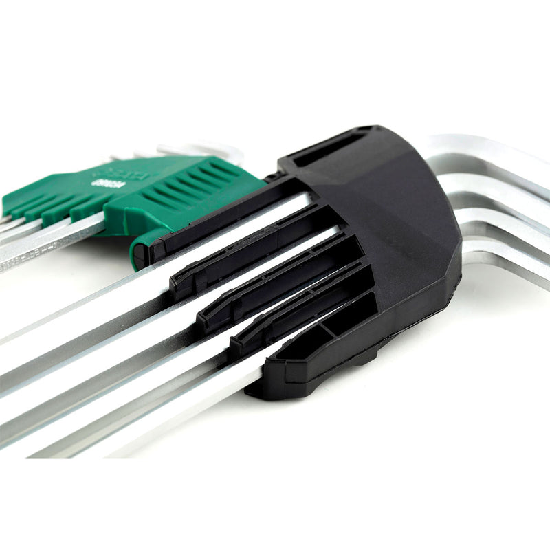 Bộ lục giác cán dài 9 chi tiết, hệ mét SATA 09103A kích thước từ 1.5mm - 10mm