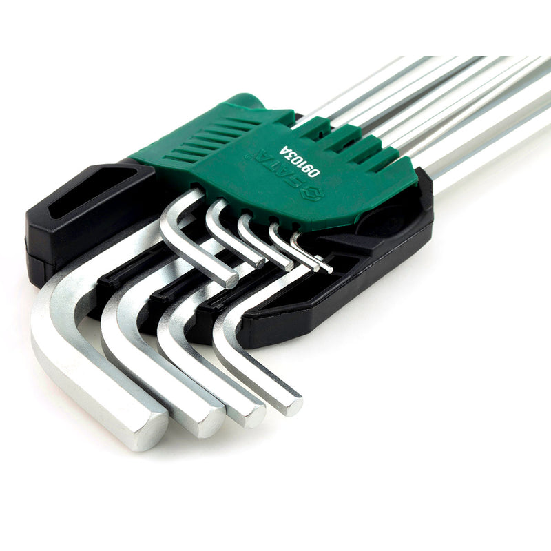Bộ lục giác cán dài 9 chi tiết, hệ mét SATA 09103A kích thước từ 1.5mm - 10mm