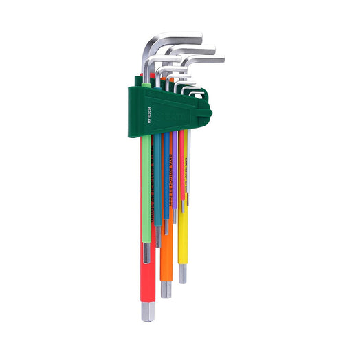 Bộ lục giác thân dài SATA 09103CH 9 chi tiết bọc nhựa chống trượt, kích thước 1.5-10mm.