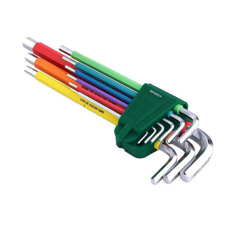 Bộ lục giác thân dài, bọc nhựa chống trượt 9 chi tiết SATA 09103CH kích thước từ 1.5mm - 10mm