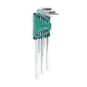 Bộ lục giác thân dài 9 chi tiết SATA 09103 kích thước 1.5-10mm, thép Cr-V, mạ chrome, siêu dài, bền bỉ, giá đỡ tiện lợi