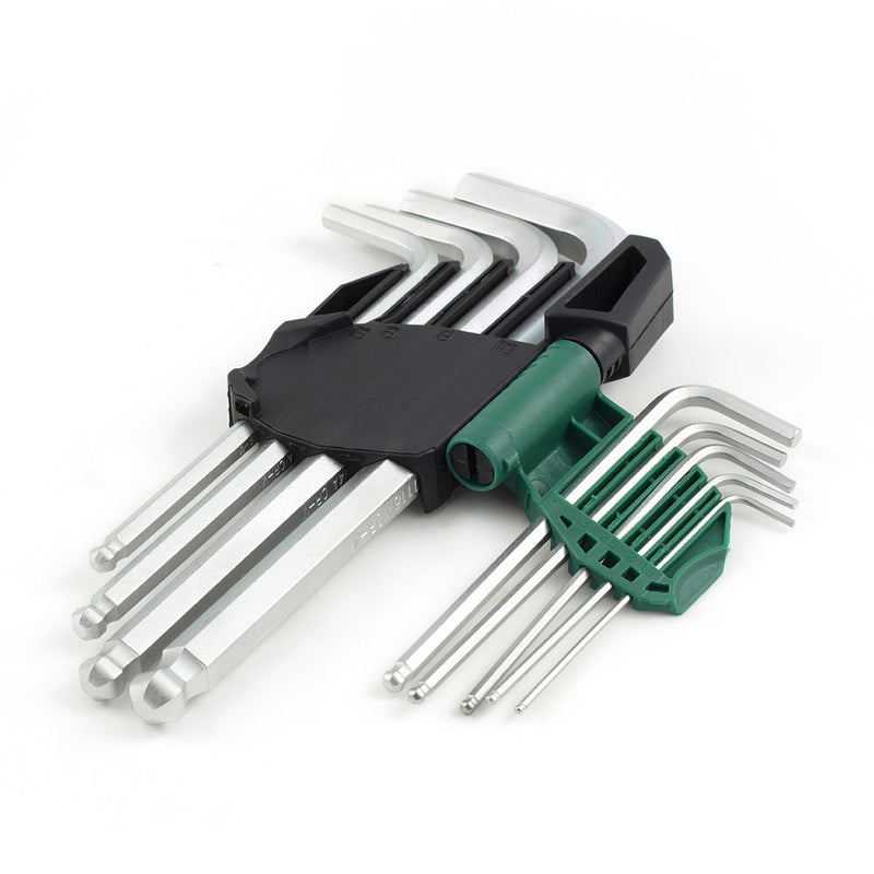 Bộ lục giác đầu bi 9 chi tiết, hệ mét SATA 09105A kích thước từ 1.5mm - 10mm