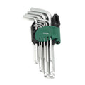 Bộ lục giác đầu bi SATA 09105A 9 chi tiết, hệ mét 1.5-10mm bằng thép Cr-V mạ chrome mờ