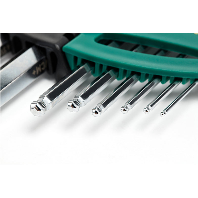 Bộ lục giác đầu bi, thân dài, 9 chi tiết SATA 09105 kích thước từ 1.5mm - 10mm