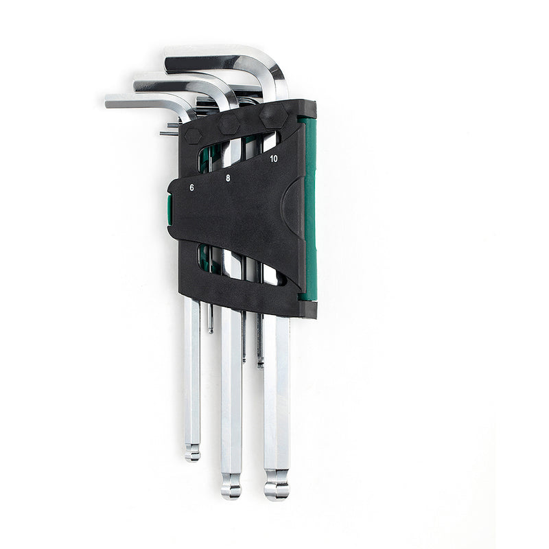 Bộ lục giác đầu bi, thân dài, 9 chi tiết SATA 09105 kích thước từ 1.5mm - 10mm