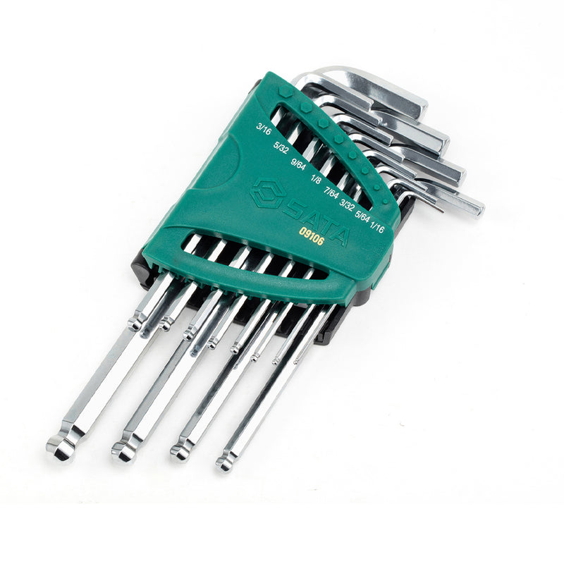 Bộ lục giác đầu bi 12 chi tiết, hệ inch SATA 09106 kích thước từ 1/16 inch - 3/8 inch