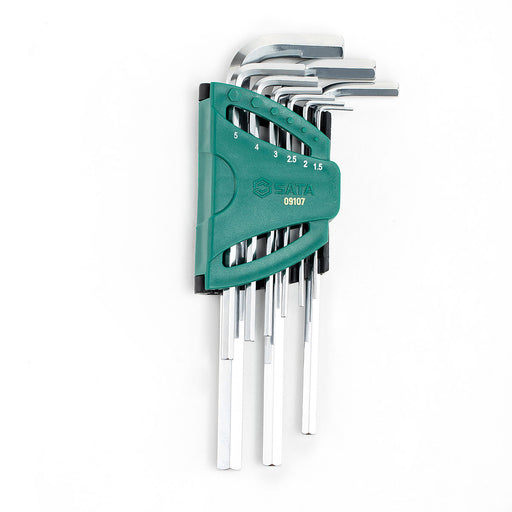 Bộ lục giác hệ mét SATA 09107 9 chi tiết 1.5-10mm tay dài Cr-V.