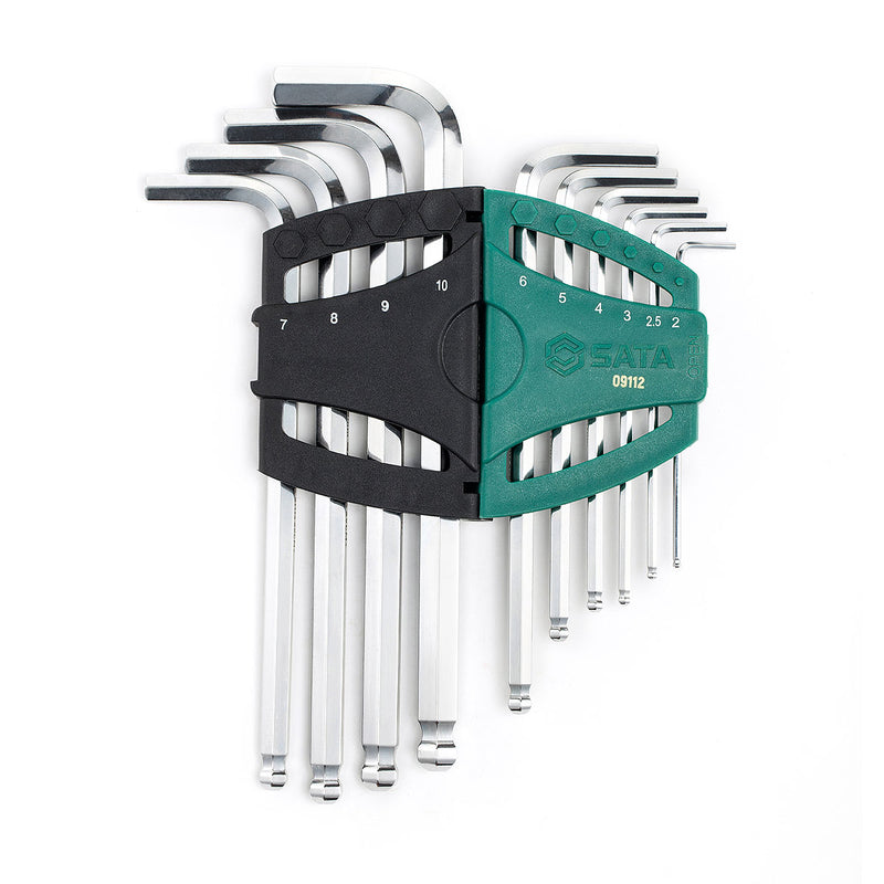Bộ lục giác đầu bi, hệ mét 10 chi tiết SATA 09112 kích thước từ 2mm - 10mm