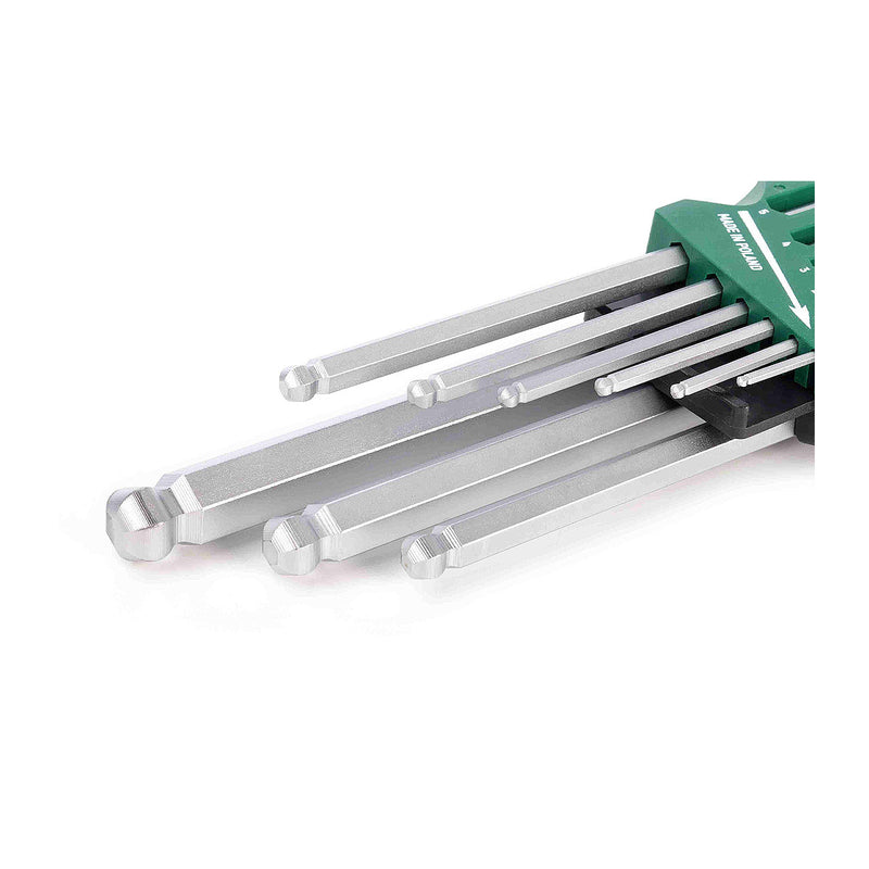 Bộ lục giác đầu bi, thân siêu dài, hệ mét 9 chi tiết SATA 09128 kích thước từ 1.5mm - 10mm