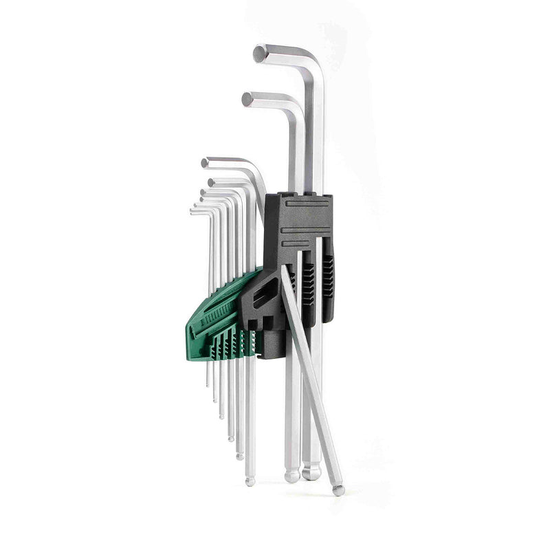Bộ lục giác đầu bi, thân siêu dài, hệ mét 9 chi tiết SATA 09128 kích thước từ 1.5mm - 10mm