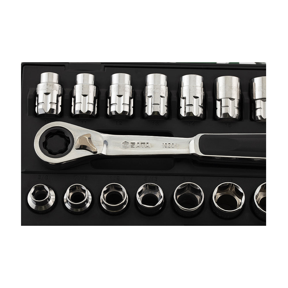Bộ đầu tuýp kèm cần siết xuyên tâm 21 chi tiết SATA 09134