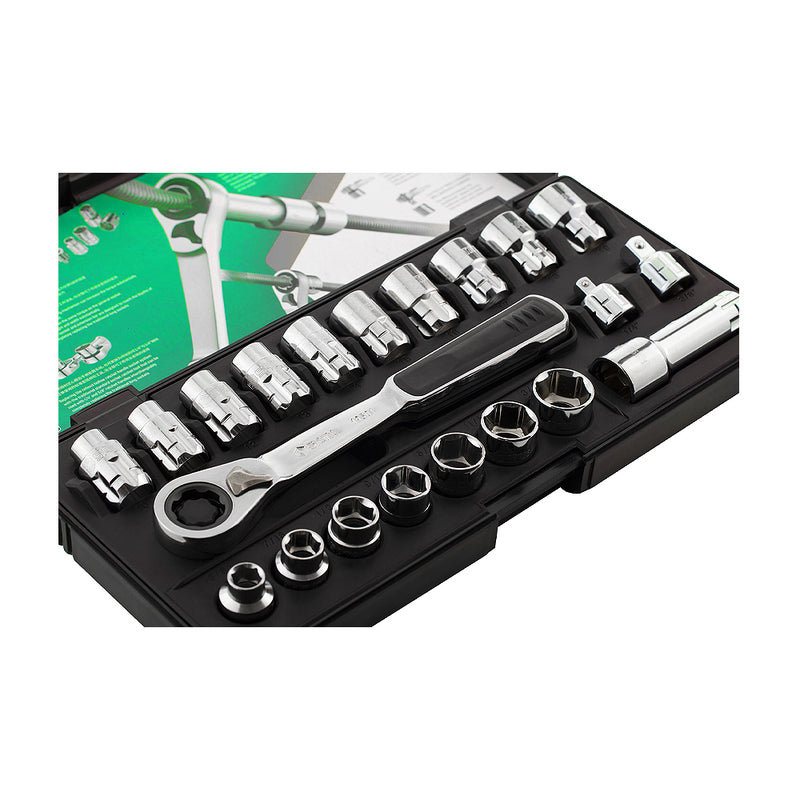 Bộ đầu tuýp kèm cần siết xuyên tâm 21 chi tiết SATA 09134