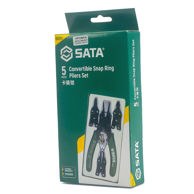 Bộ kìm mở phe đa năng 5 chi tiết SATA 09251 khả năng mở phe từ Ø19mm - Ø60mm