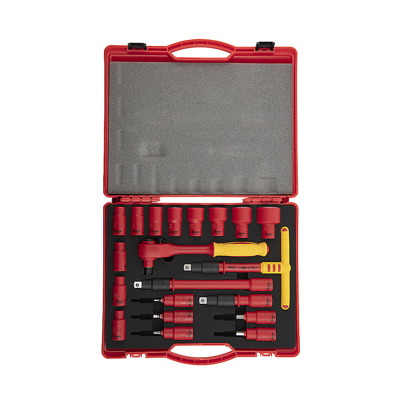 Bộ đầu tuýp, kèm cần siết lực, cách điện 1000V 20 chi tiết SATA 09267 cốt 1/2 inch