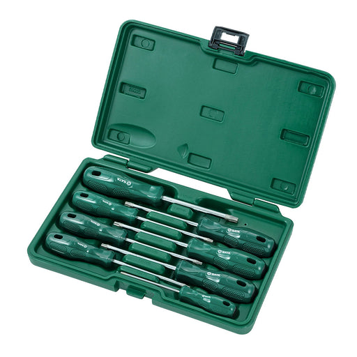 Bộ tua vít đầu sao 8 chi tiết SATA 09305 Torx T8-T40, thép Cr-V, tay cầm chống trượt, hộp nhựa.