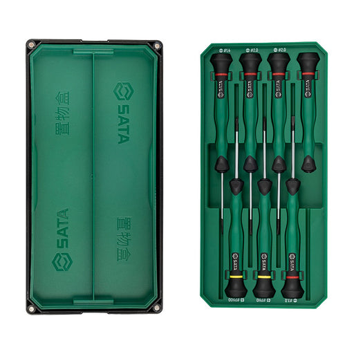Bộ tua vít điện tử SATA 09312 6 chi tiết, thép SVCM+, tay cầm công thái học, mạ chống gỉ, đầu phosphate đen, hộp PE.