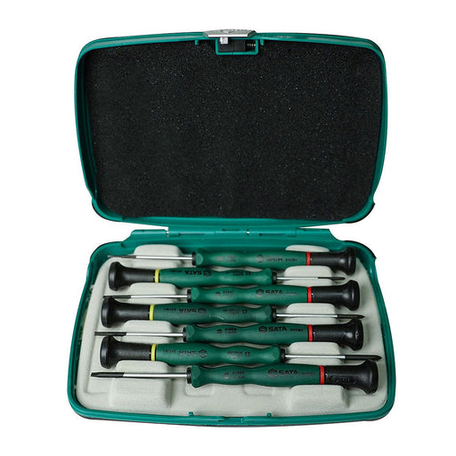 Bộ tua vít điện tử SATA 09314 7 chi tiết đầu bake, dẹp, tay cầm chống trượt, hộp đựng tiện lợi