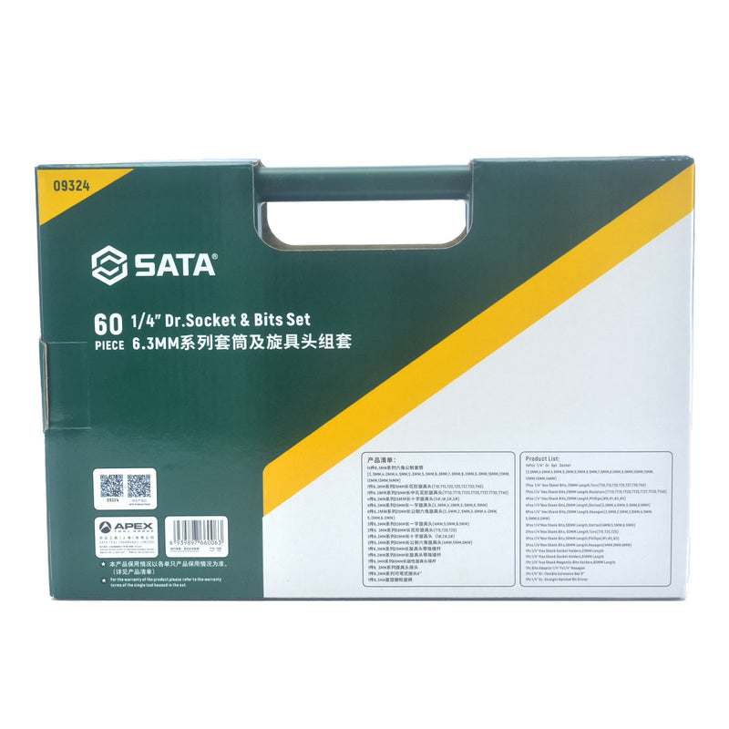 Bộ đầu tuýp và mũi vặn vít 60 chi tiết SATA 09324 cốt 1/4 inch