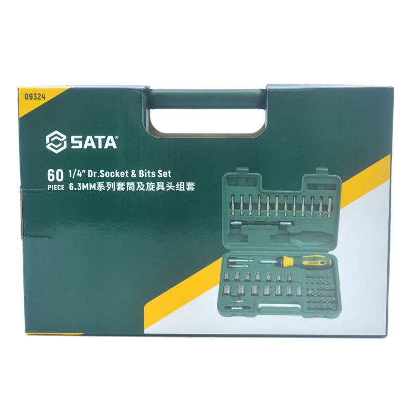 Bộ đầu tuýp và mũi vặn vít 60 chi tiết SATA 09324 cốt 1/4 inch