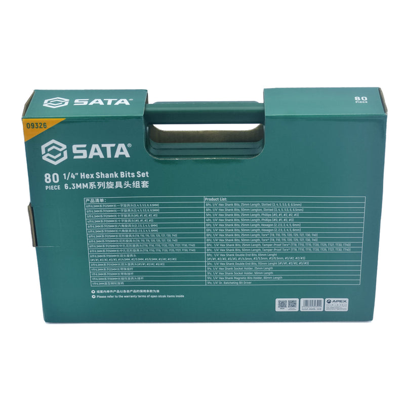 Bộ mũi vặn vít 80 chi tiết SATA 09326 đuôi lục giác 6.35mm (1/4 inch)